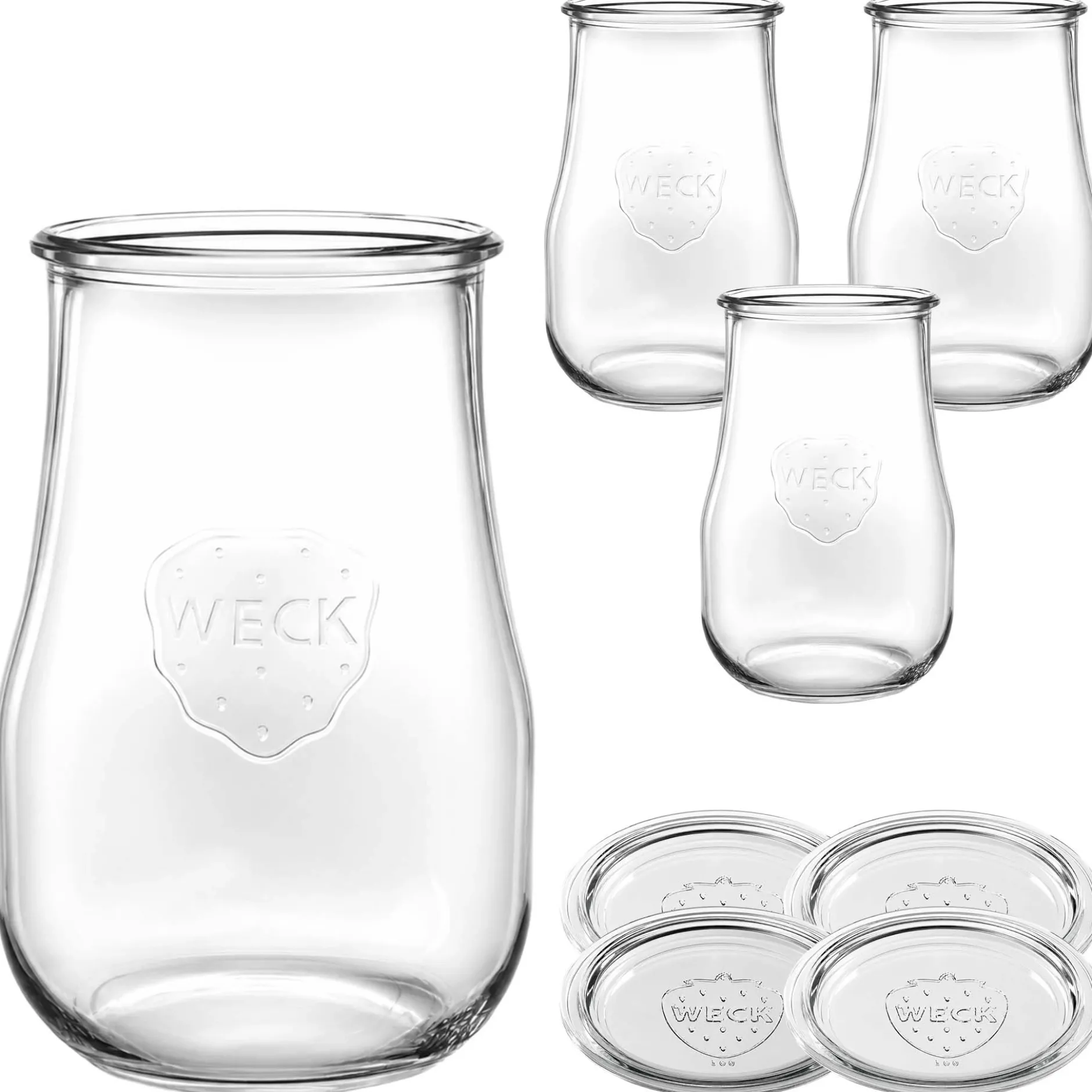 WECK-Tulpenglas 2700 ml mit Glasdeckel, 4 Stück