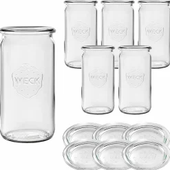 WECK-Zylinderglas 340 ml mit Glasdeckel, 6 Stück
