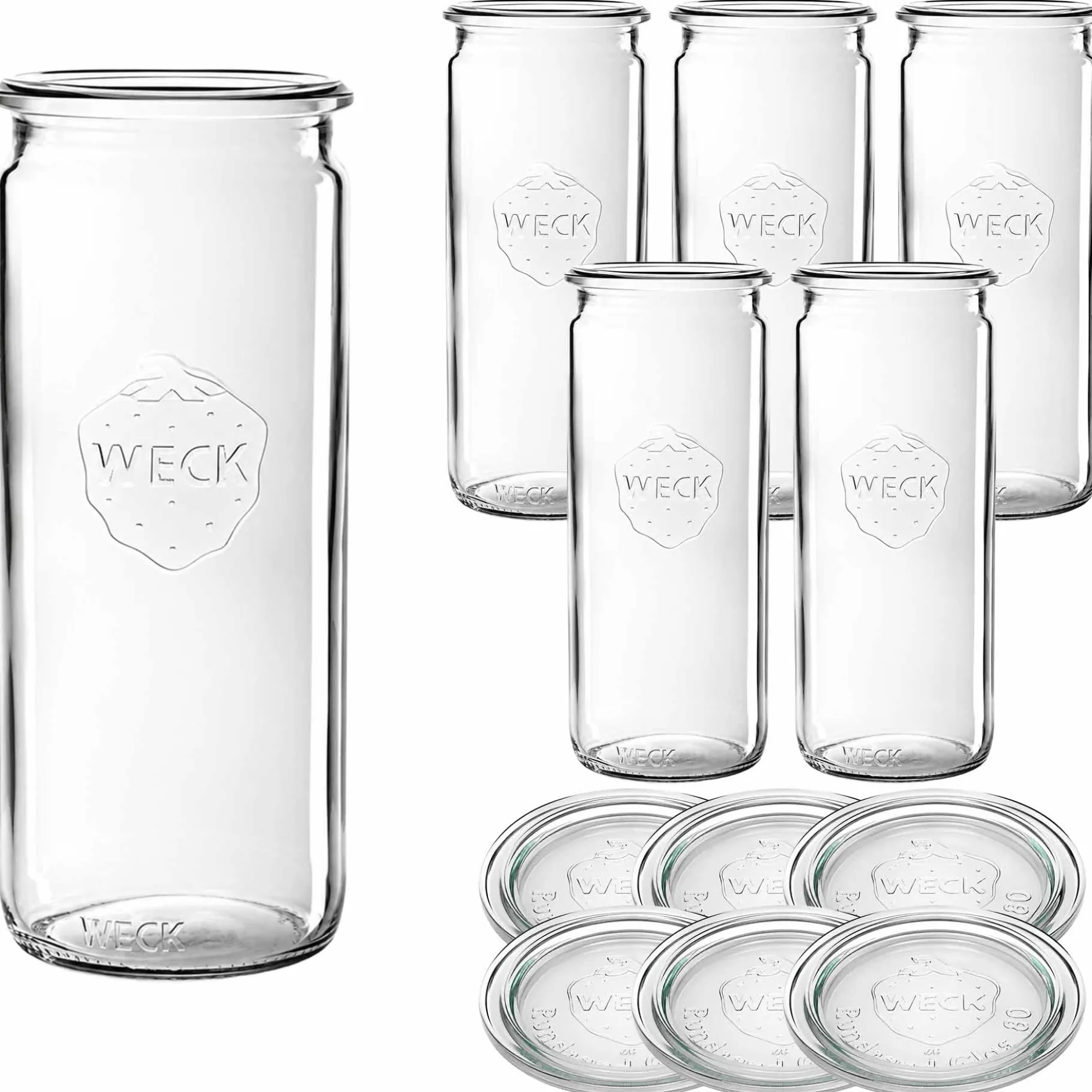 WECK-Zylinderglas 1040 ml mit Glasdeckel, 6 Stück