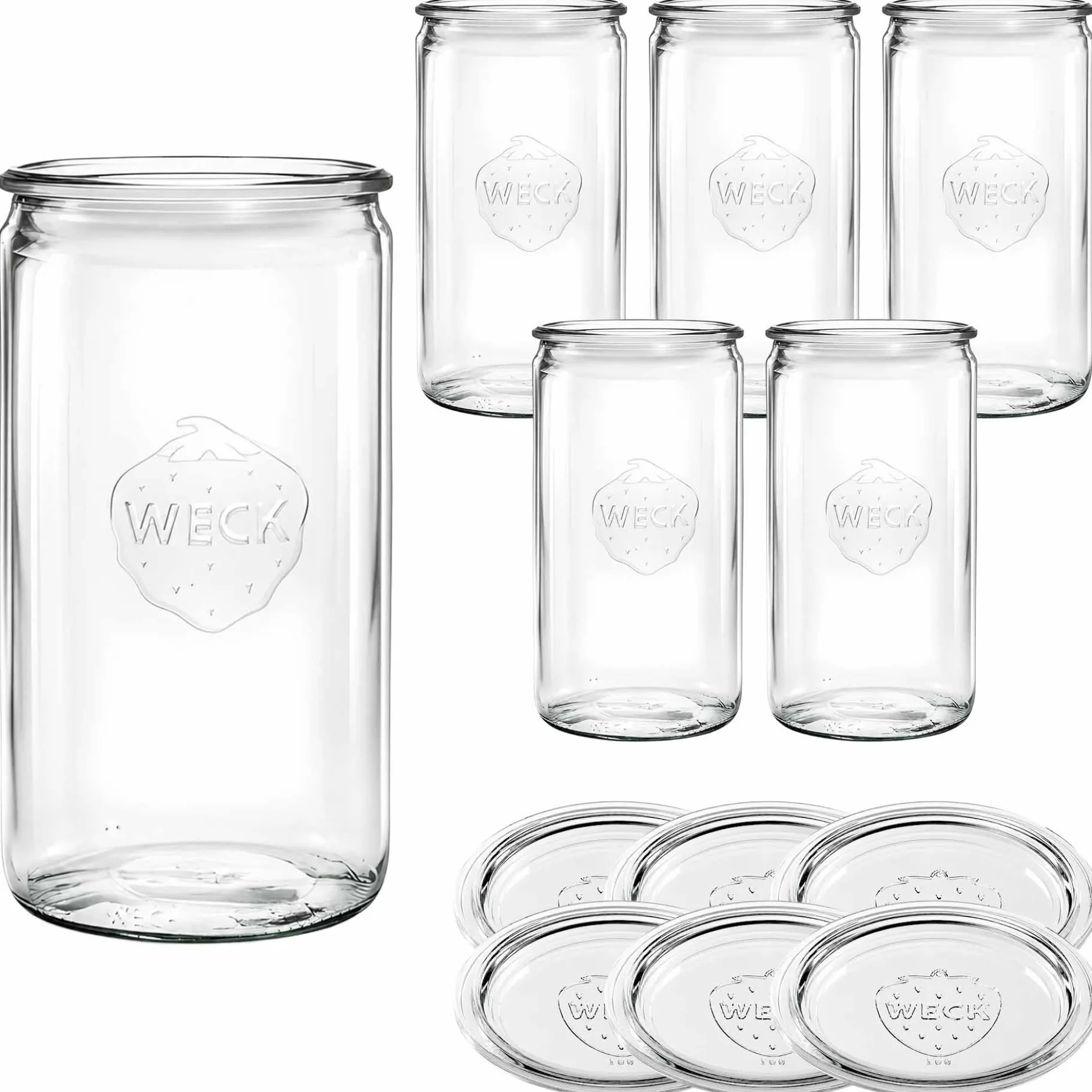 WECK-Zylinderglas 1590 ml mit Glasdeckel, 6 Stück