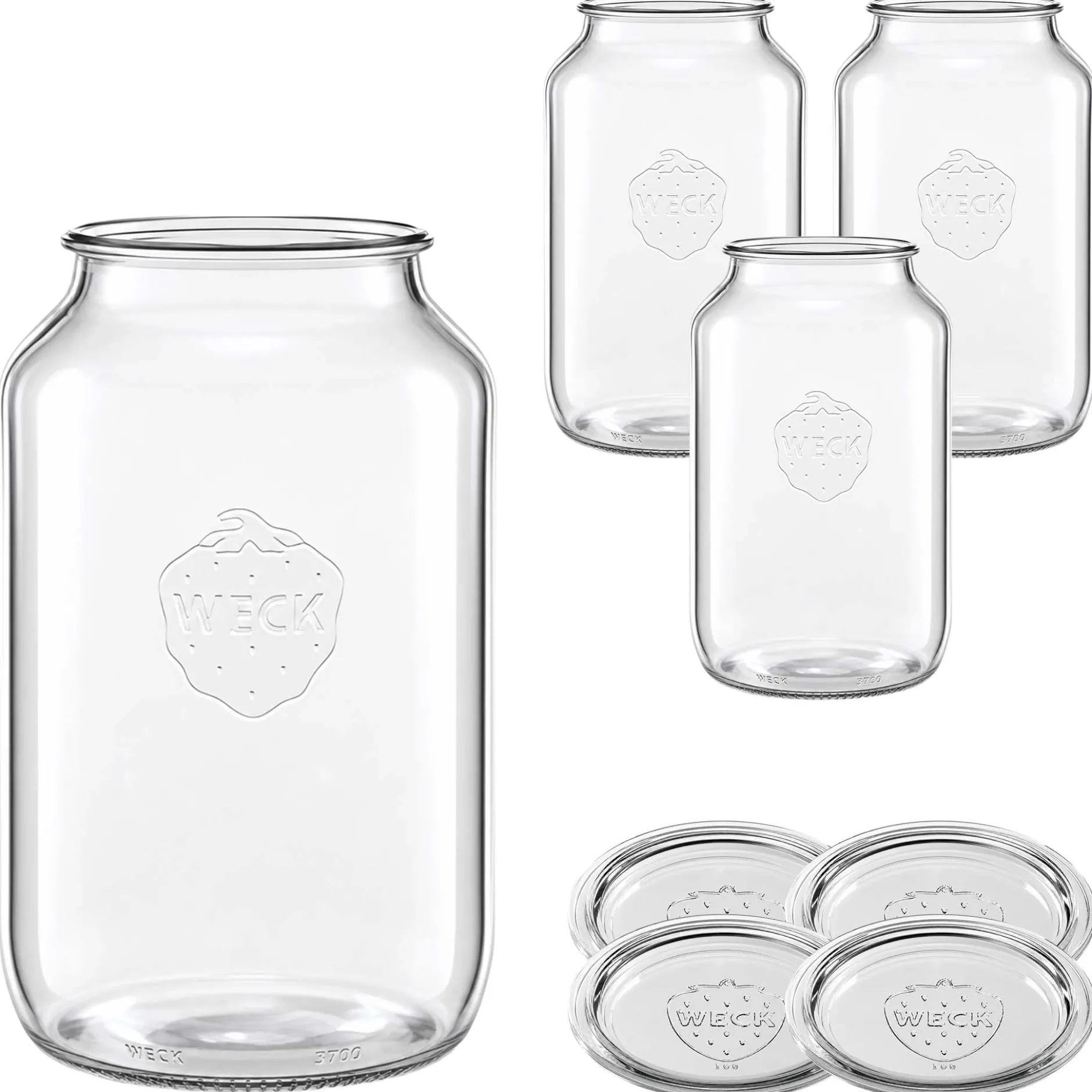 WECK-Zylinderglas 3300 ml mit Glasdeckel, 4 Stück