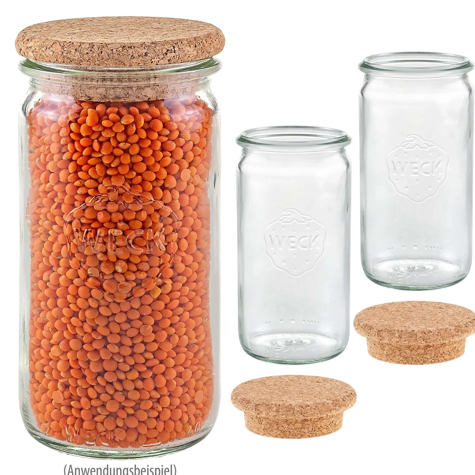 WECK-Zylinderglas 340 ml mit Pilzkorken, 3er Set